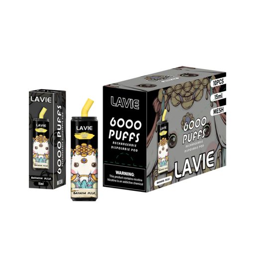 LAVIE 6000 Puffs Engångs Vape Partihandel Bananmjölk Pakage