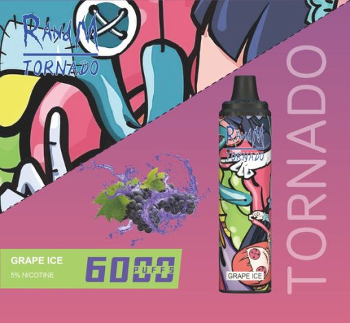 RANDM Tornado 6000 Puffs Einweg Vape Großhandel Traube ICE