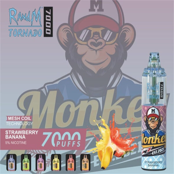 RandM Tornado 7000 za enkratno uporabo Vape na debelo Jagoda Banana Okusi
