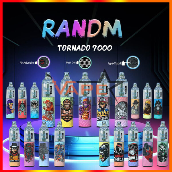 RandM Tornado 7000 Rechargeable Airflow Control Disposable Vape Wholesale 20 Flavors