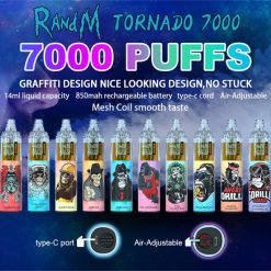 RandM Tornado 7000 Akumulator z kontrolą przepływu powietrza Jednorazowy Vape Hurtownia