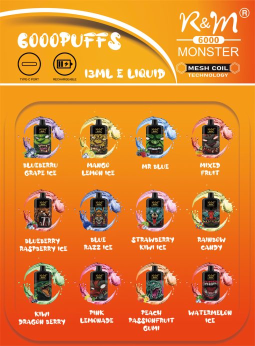 RM Monster 6000 Puffs Disposable Vape Wholesale