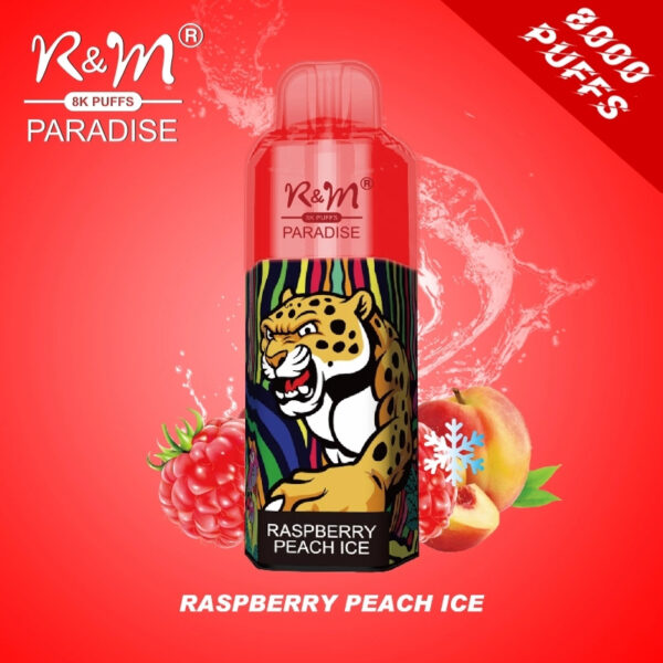 RM PARADISE 8000 Puffs Disposable Vape Wholesale Raspberry Peach Ice