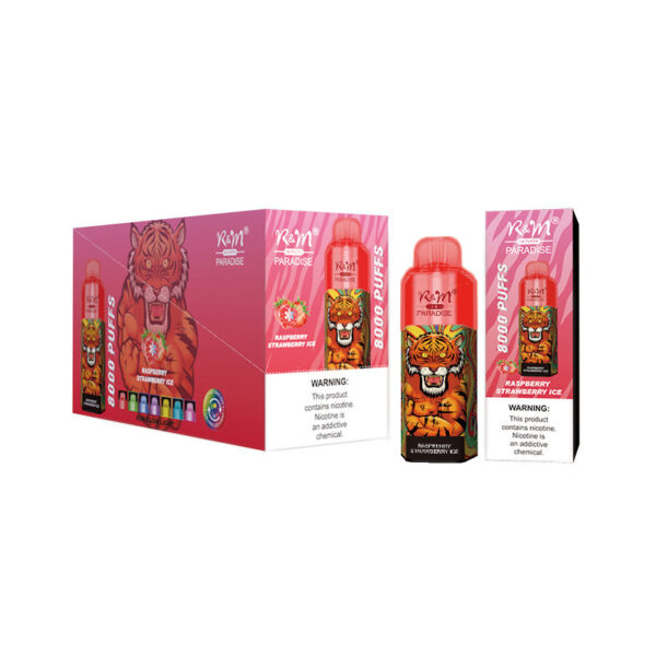RM PARADISE 8000 Puffs Disposable Vape Wholesale Raspberry Strawberry Ice Package