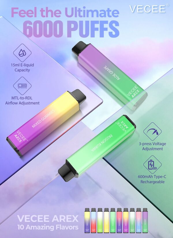 Vecee Arex 6000 Puffs Disposable Vape Wholesale (7)