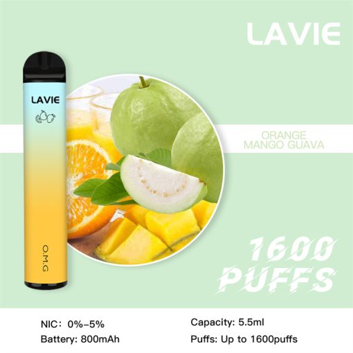 LAVIE 1600 Puffs Engångsvape Partihandel Orange Mango Guava Beskriv