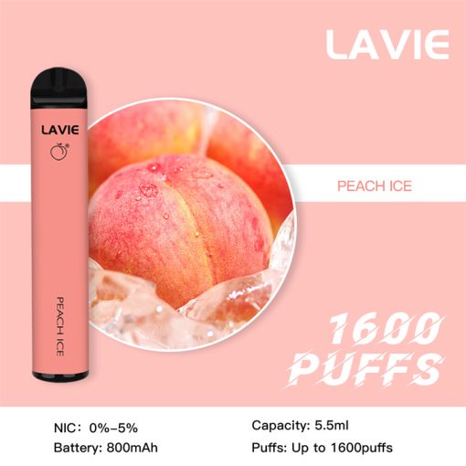 LAVIE 1600 Puffs Engångsvape Partihandel Peach Ice Describe