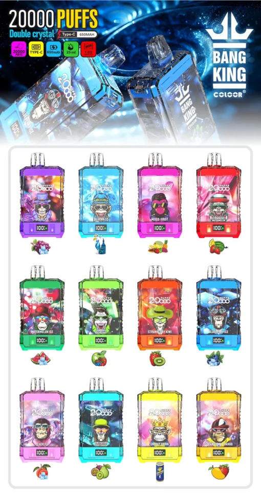 Bang King Coloor 20000 Puffs Double Crystal jednorazowe Vape hurtowo wszystkie smaki (1)