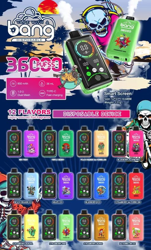 Bang 36000 Puffs Smart Full Screen Engångs Vape Grossist