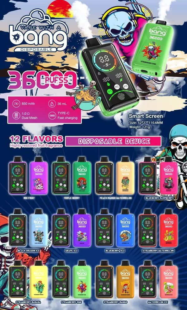 Bang 36000 Puffs Smart Full Screen Jednorázové Vape Velkoobchod