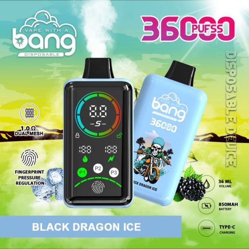Bang 36000 Puffs Smart Full Screen Engångs Vape Grossist Black Dragon Ice