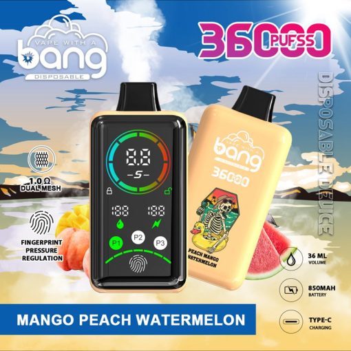 Bang 36000 Puffs Smart Full Screen Engångs Vape Partihandel Persika Mango Vattenmelon