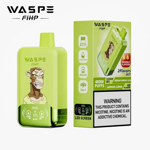 Waspe FIHP 40000 Puffs 40K Jednorázové Vape Velkoobchod Watermelon Ice & Lemon Lime