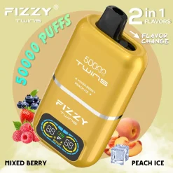 Fizzy Twins 50000 Puffs jednorazowe Vape mieszany lód jagodowy brzoskwiniowy