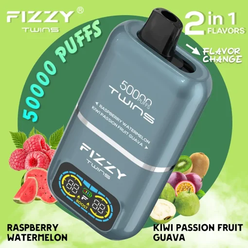 Fizzy Twins 50000 Puffs Jednorazowe Vape malina watermenlon kiwi marakuja guawa