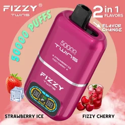 Fizzy Twins 50000 Puffs jednorazowe Vape truskawka lód musująca wiśnia