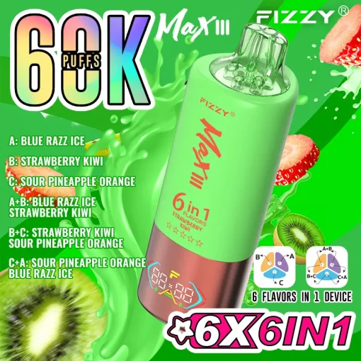Fizzy Max III 60000 Puffs 6en1 Vape Desechable al por mayor (10)