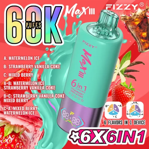 Fizzy Max III 60000 Puffs 6en1 Vape Desechable al por mayor (2)