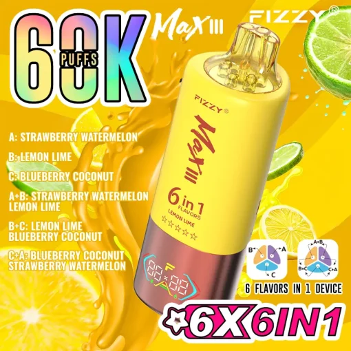 Fizzy Max III 60000 Puffs 6en1 Vape Desechable al por mayor (3)