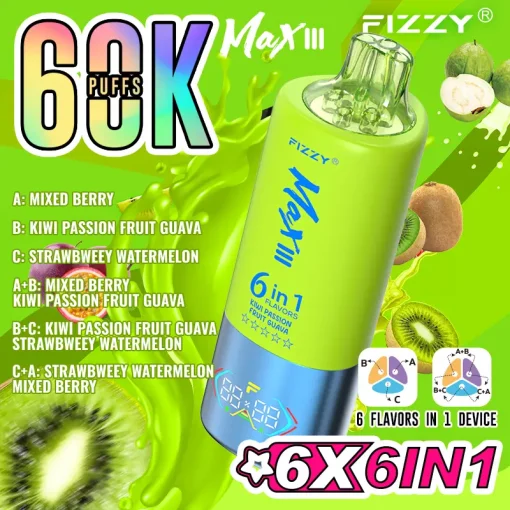 Fizzy Max III 60000 Puffs 6en1 Vape Desechable al por mayor (5)