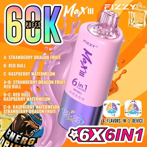 Fizzy Max III 60000 Puffs 6en1 Vape Desechable al por mayor (9)