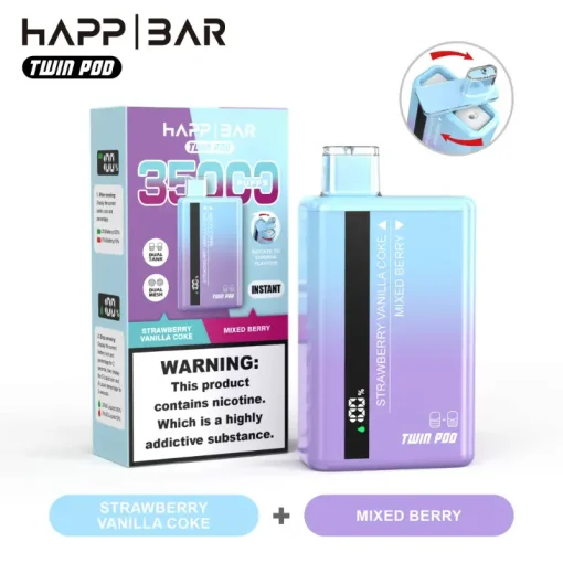 Happ Bar Twin Pod 35000 Fragola, Vaniglia, Coca Cola e Frutti di Bosco