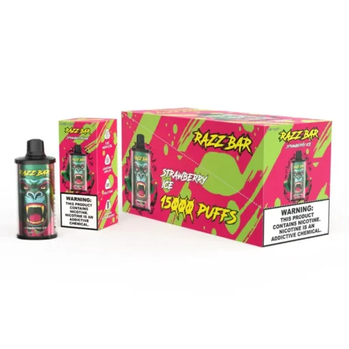 Razz Bar 15000 Puffs Disposable Vape Strawberry Ice