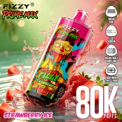 Fizzy Prime Max 80.000 boccate - Sigaretta elettronica usa e getta al gusto Fragola ghiacciata