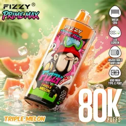 Fizzy Prime Max 80.000 boccate - Sigaretta elettronica usa e getta al triplo gusto di melone
