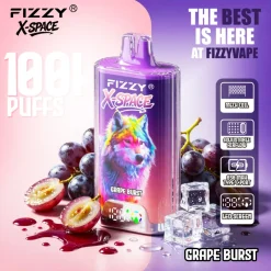 Fizzy X Space Einweg-E-Zigarette mit 100.000 Zügen, Geschmack „Grape Burst“