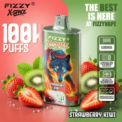Vape desechable Fizzy X Space de 100 000 caladas, sabor fresa y kiwi
