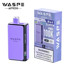 Waspe Aiviou 100K PRO 2v1 – elektronická cigareta s posuvným ovládáním, příchutě Grape Ice a Kiwi Watermelon Ice
