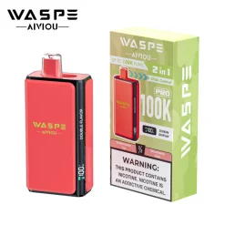 Waspe Aiviou 100K PRO 2-i-1-vape med glidreglage – Vattenmelon Ice & Jordgubb-kiwi