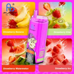 Fumot ECO 4 w 1 – jednorazowy vape na 80 tys. zaciągnięć: 3 smaki – truskawka z bananem, truskawka z kiwi, truskawka z arbuzem oraz truskawka z lodem