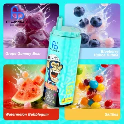 Fumot ECO 4 w 1 – jednorazowy vape na 80 000 zaciągnięć: 8 smaków – żelki winogronowe, Hubba Bubba o smaku jagód, guma balonowa o smaku arbuza oraz Skittles