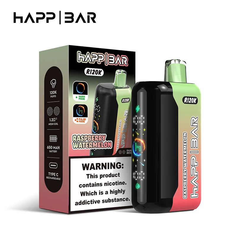 Happ Bar R120K Disposable Vape Wholesale 15 Raspberry Watermelon