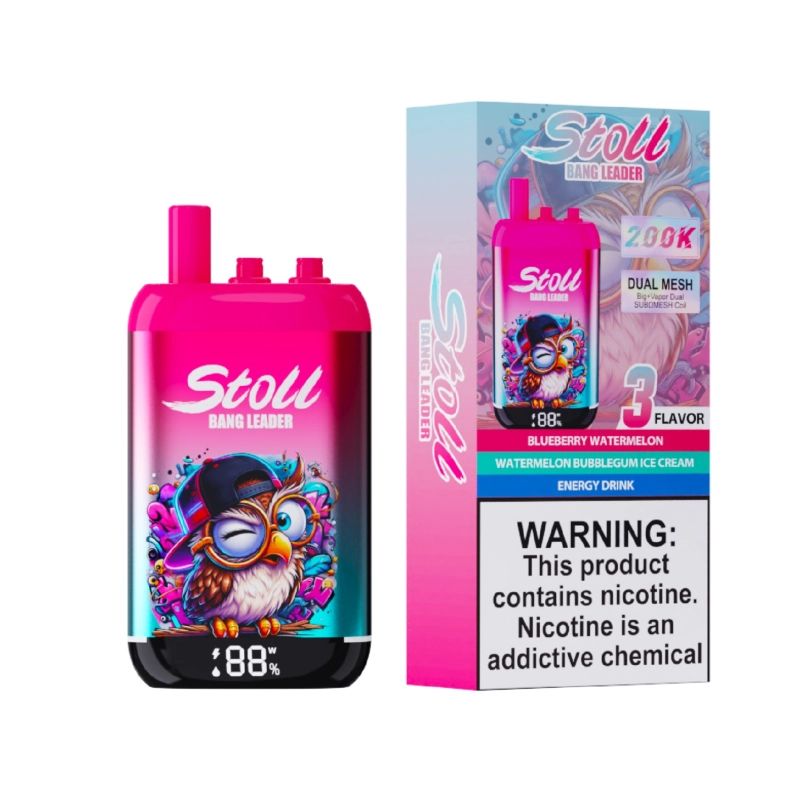 Bang Leader Stoll 200K Disposable Vape 1 Blueberry Watermelon & Watermelon Bubblegum Ice Cream & Energy Drink