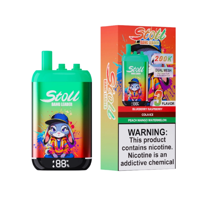 Bang Leader Stoll 200K Disposable Vape 4 Blueberry Raspberry & Cola Ice & Peach Mango Watermelon