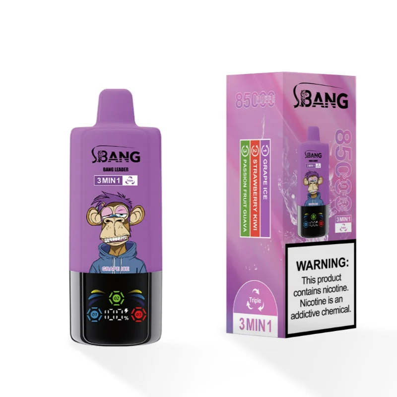 Bang Leader Triple 85000 Puffs Disposable Vape 1 Grape Ice & Strawberry Kiwi&Passion Fruit Guava