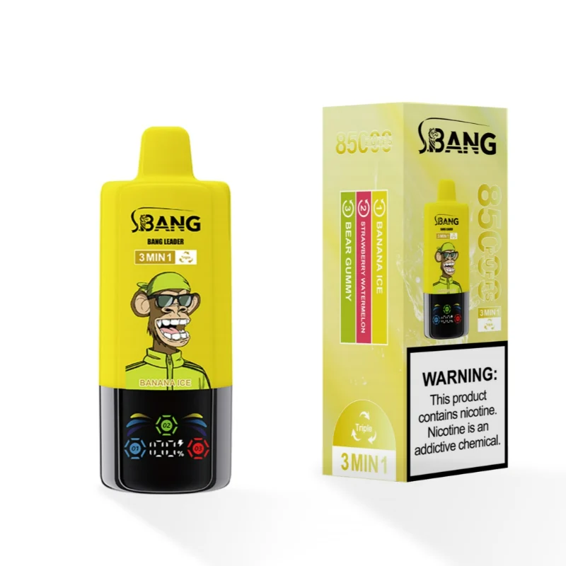 Bang Leader Triple 85000 Puffs Disposable Vape 7 Banana Ice & Strawberry Watermelon & Bear Gummy