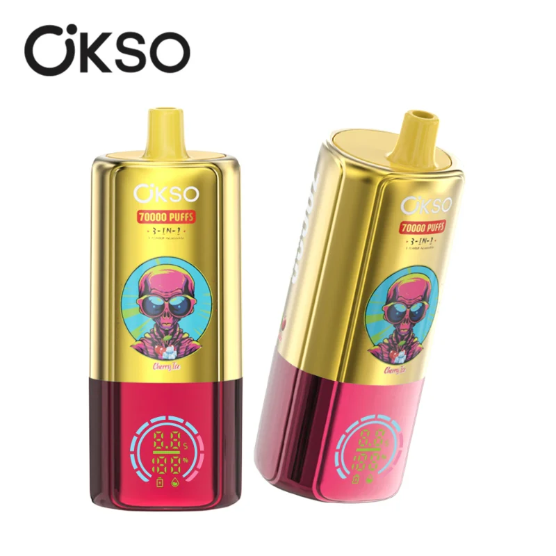 OKSO 3in1 70000 Puffs Disposable Vape 5 Cherry ic Two Apple Strawberry Raspberry Cherry ice