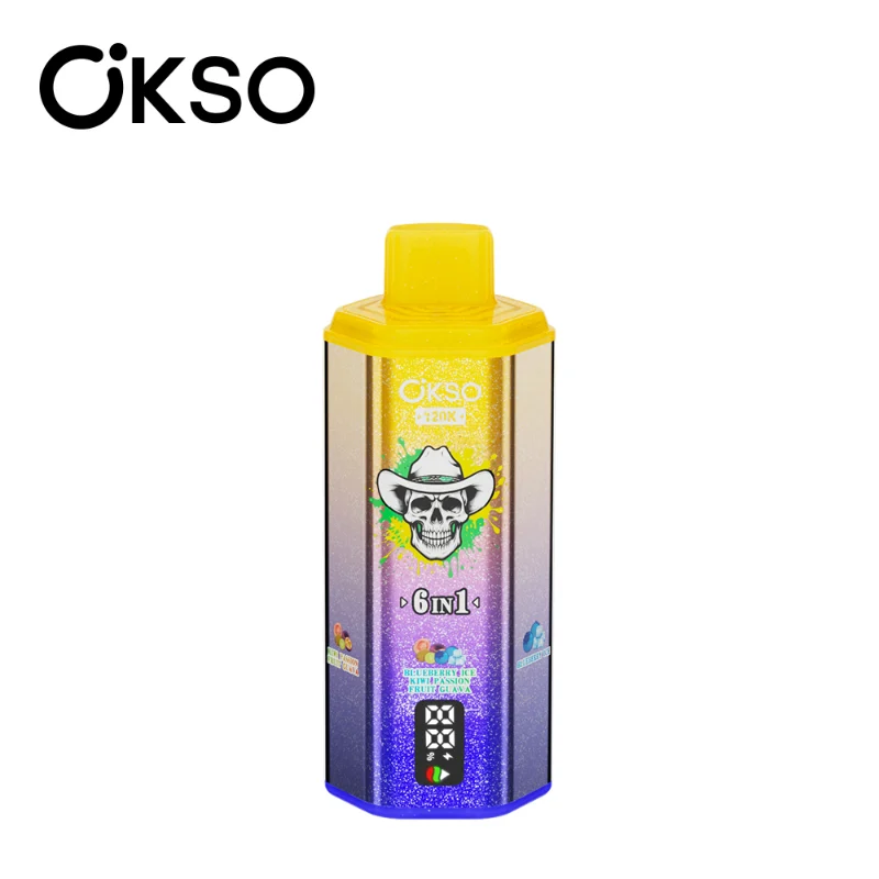 OKSO 6in1 120K Puffs Disposable Vape 4 Kiwi Passion Fruit Guava & Blueberry Ice & Dragon Fruit Ice