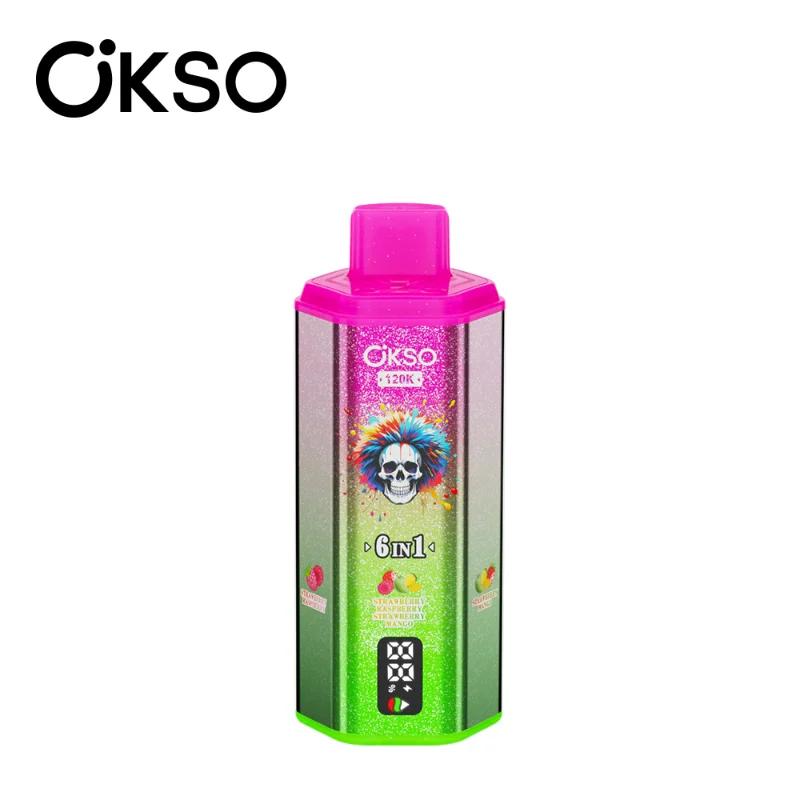 OKSO 6in1 120K Puffs Disposable Vape 8 Strawberry Raspberry & Strawberry Mango & Kiwi Fruit