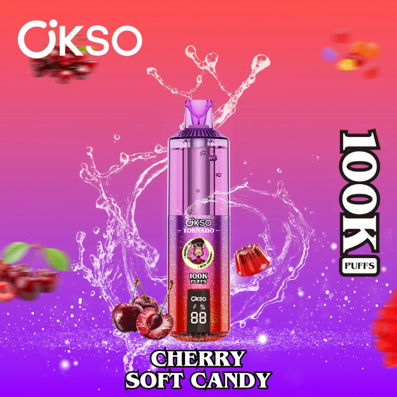 OKSO Tornado 100K RGB Disposable Vape 9 Cherry Soft Candy